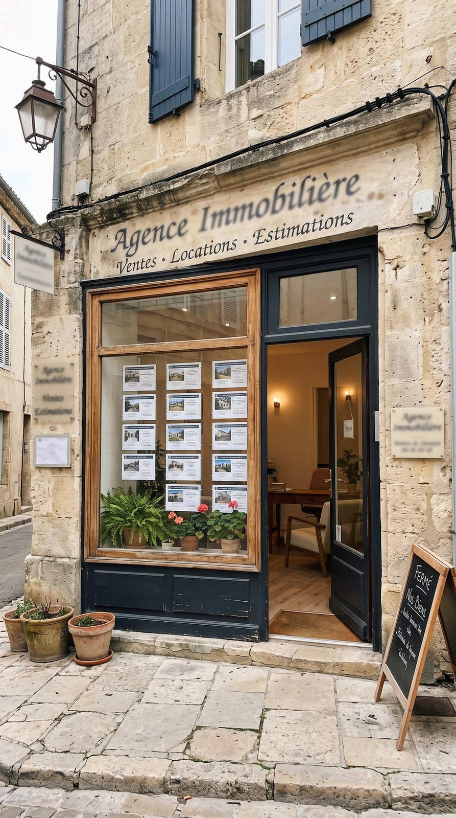 Agent immobilier — variante Agence de quartier, cadrage vertical 9:16 (exemple MOTIONEST)
