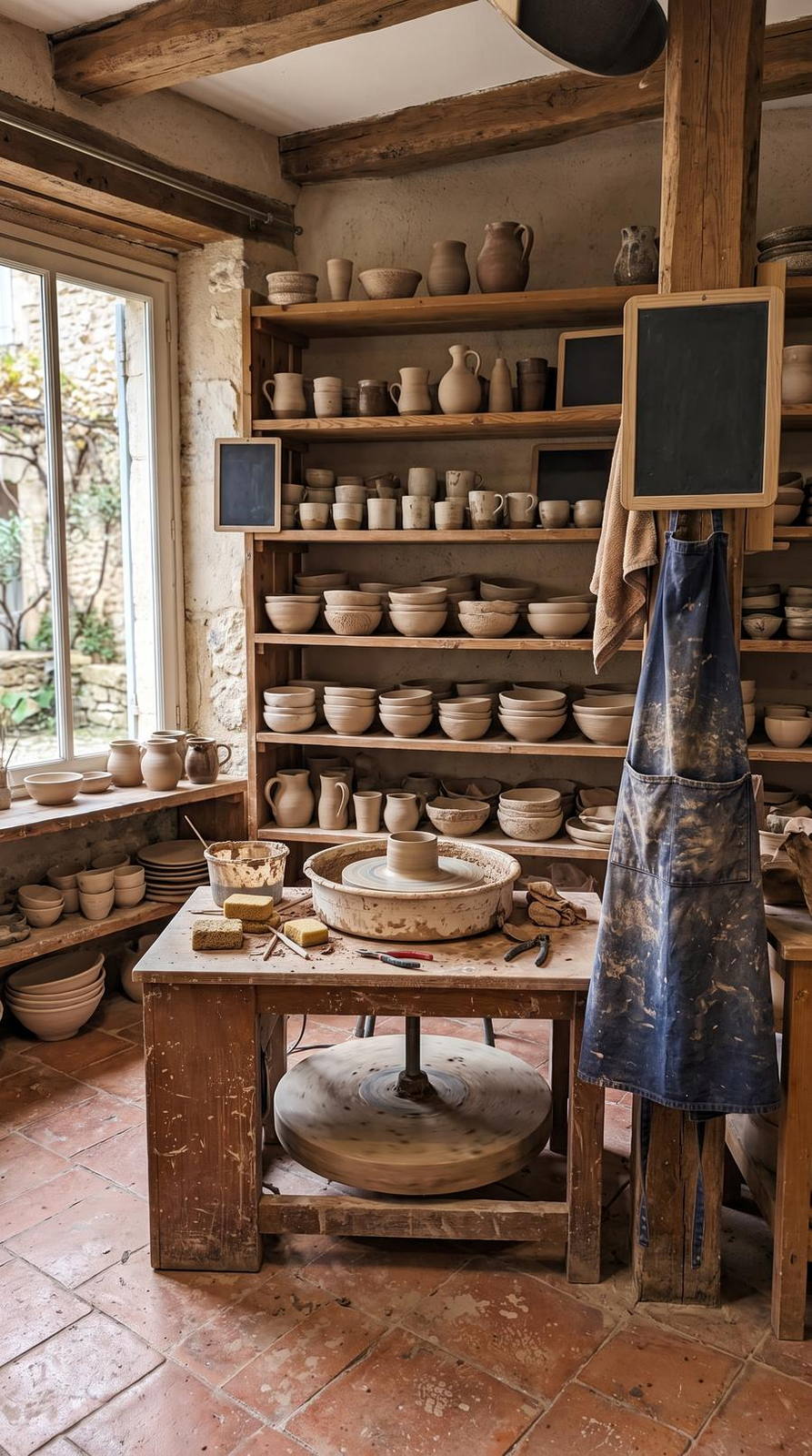 Atelier d’artisan — variante Céramique, cadrage vertical 9:16 (exemple MOTIONEST)
