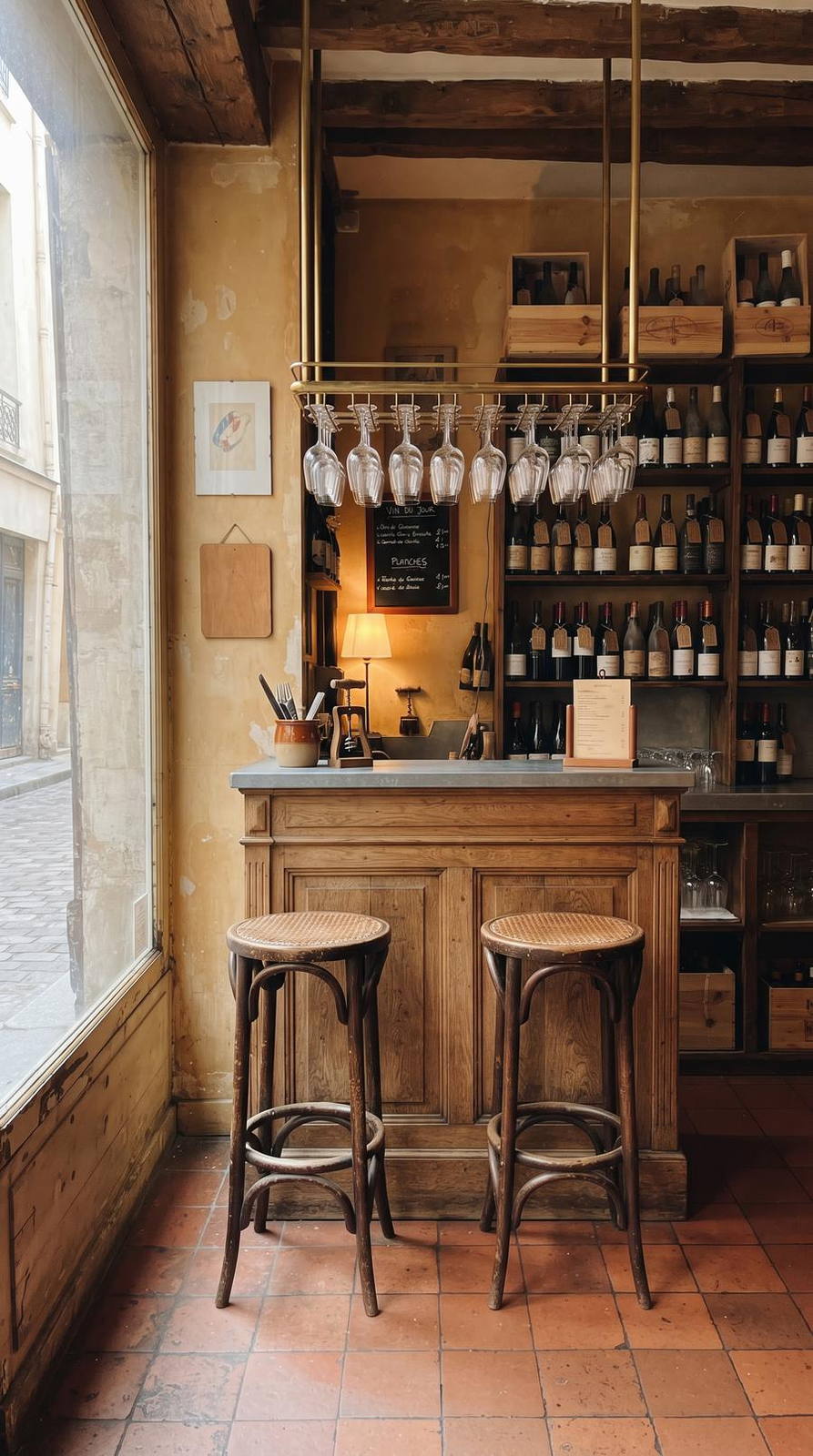 Bar branché — variante Bar à vins, cadrage vertical 9:16 (exemple MOTIONEST)