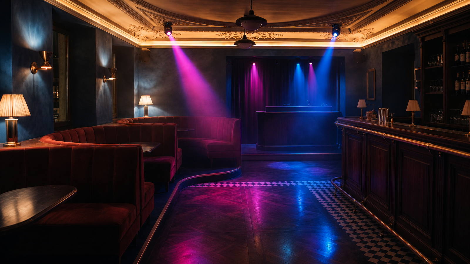 Boîte de nuit — variante Dancefloor, cadrage vertical 9:16 (exemple MOTIONEST)