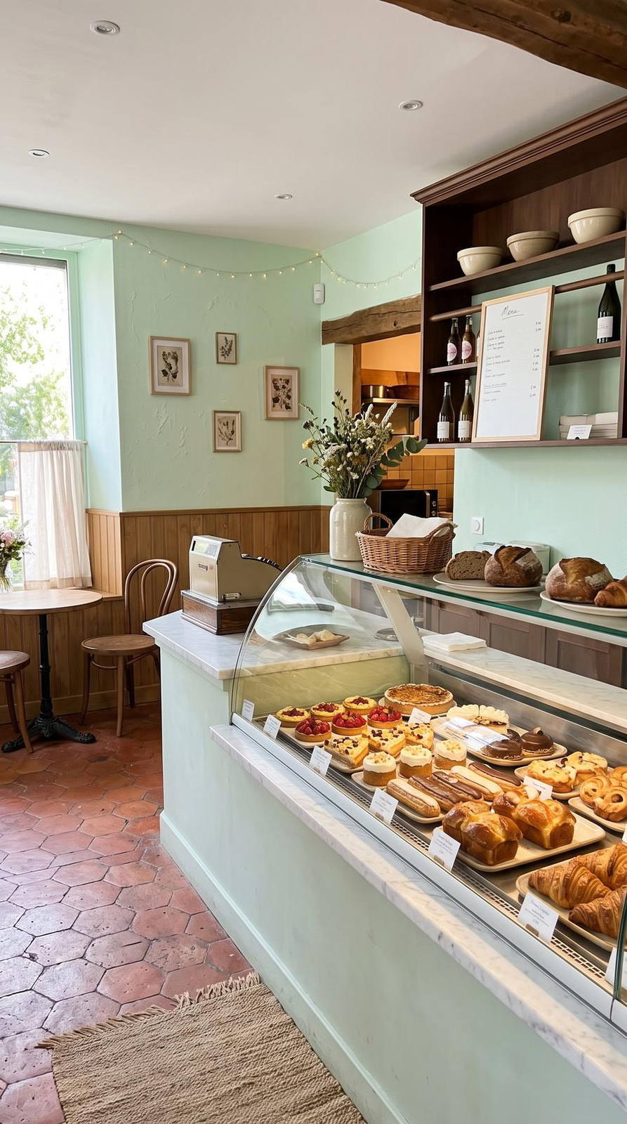Boulangerie-pâtisserie — variante Pâtisserie vitrine, cadrage vertical 9:16 (exemple MOTIONEST)