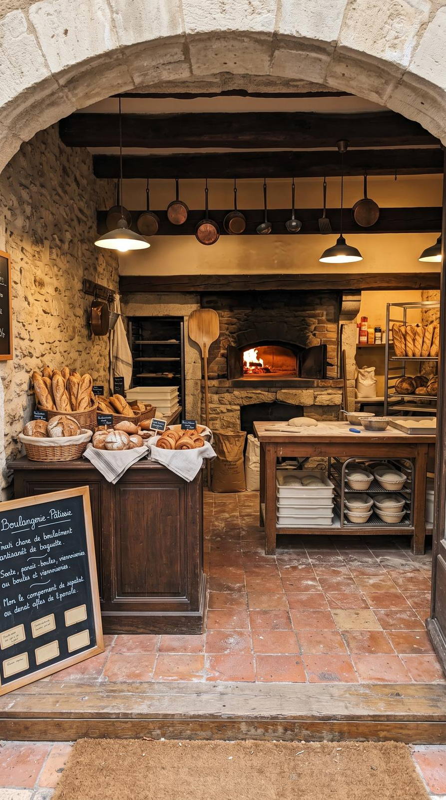 Boulangerie-pâtisserie — variante Fournil artisanal, cadrage vertical 9:16 (exemple MOTIONEST)