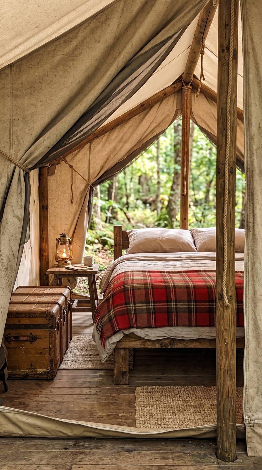Bungalow & camping — variante Tente lodge, cadrage vertical 9:16 (exemple MOTIONEST)