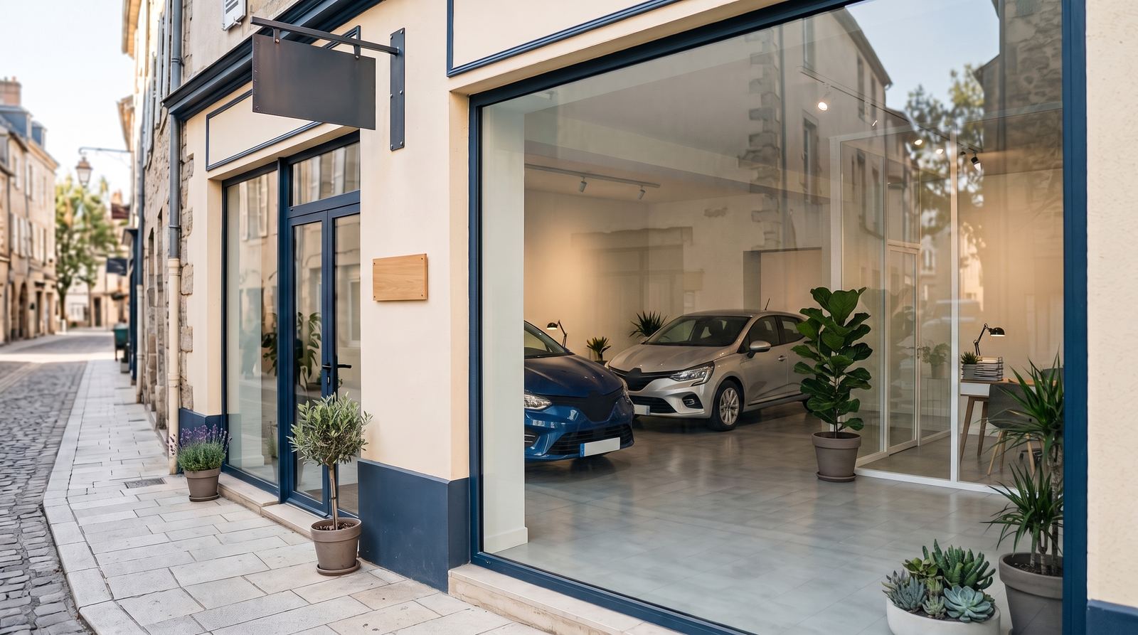 Concession automobile — showroom, alignement et lumière (exemple MOTIONEST)