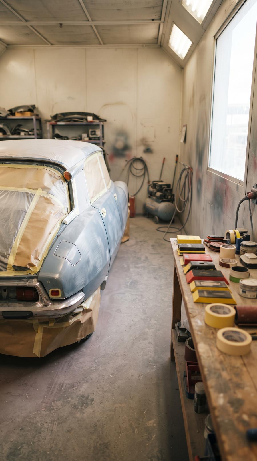 Garage automobile — variante Carrosserie, cadrage vertical 9:16 (exemple MOTIONEST)