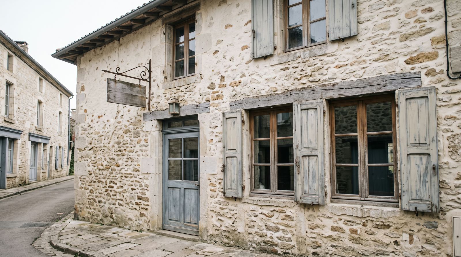 Hôtel provençal — façade, vue depuis la rue (exemple MOTIONEST)