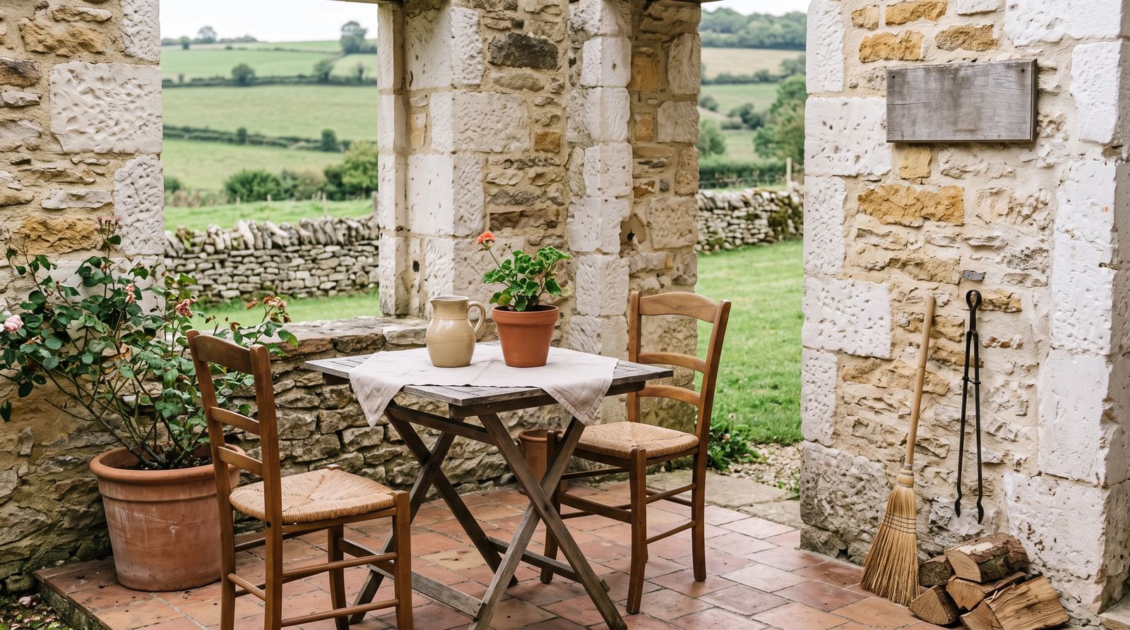 Location saisonnière — terrasse, mobilier extérieur du lieu (exemple MOTIONEST)