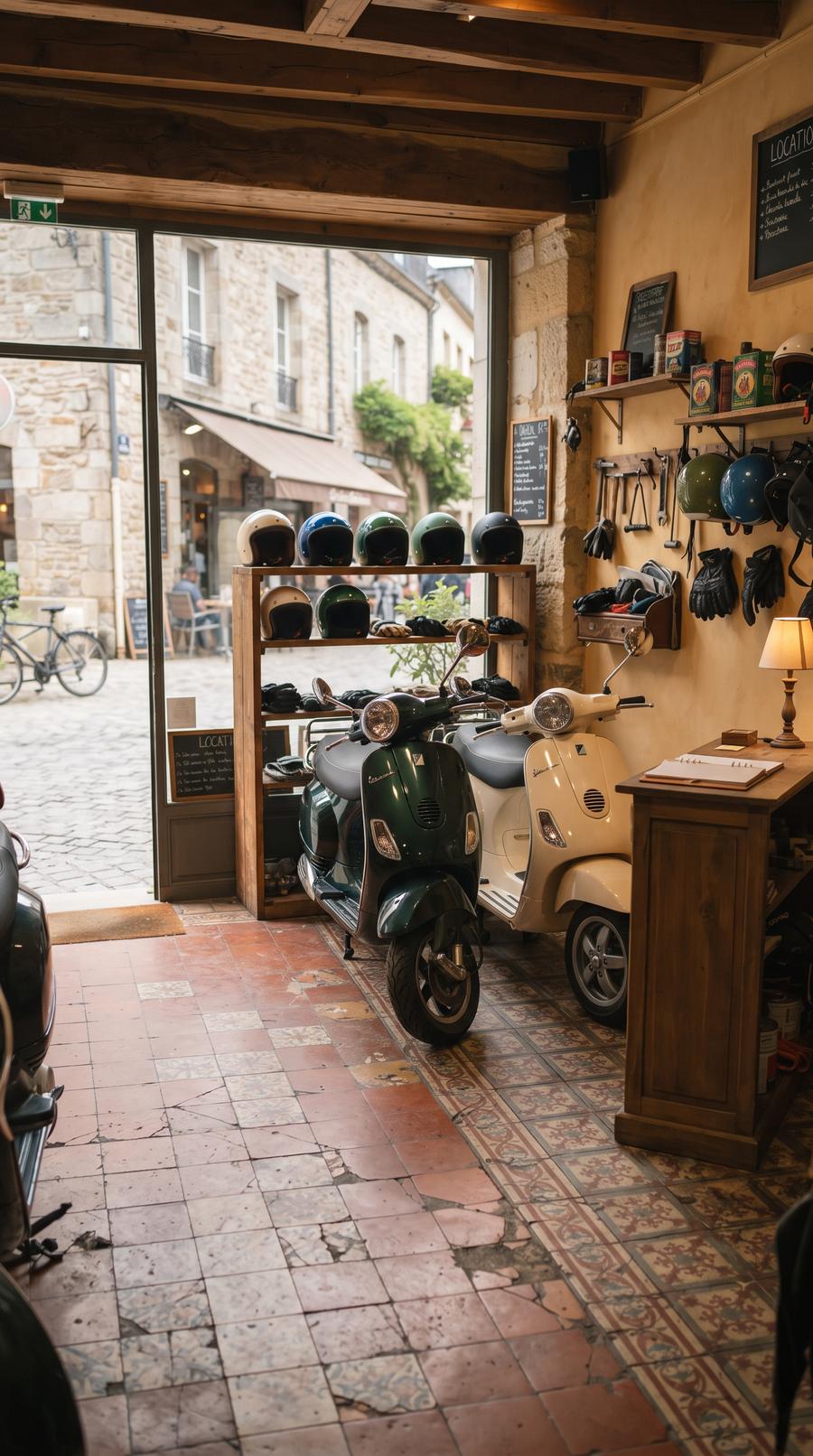 Magasin de motos — variante Scooter urbain, cadrage vertical 9:16 (exemple MOTIONEST)