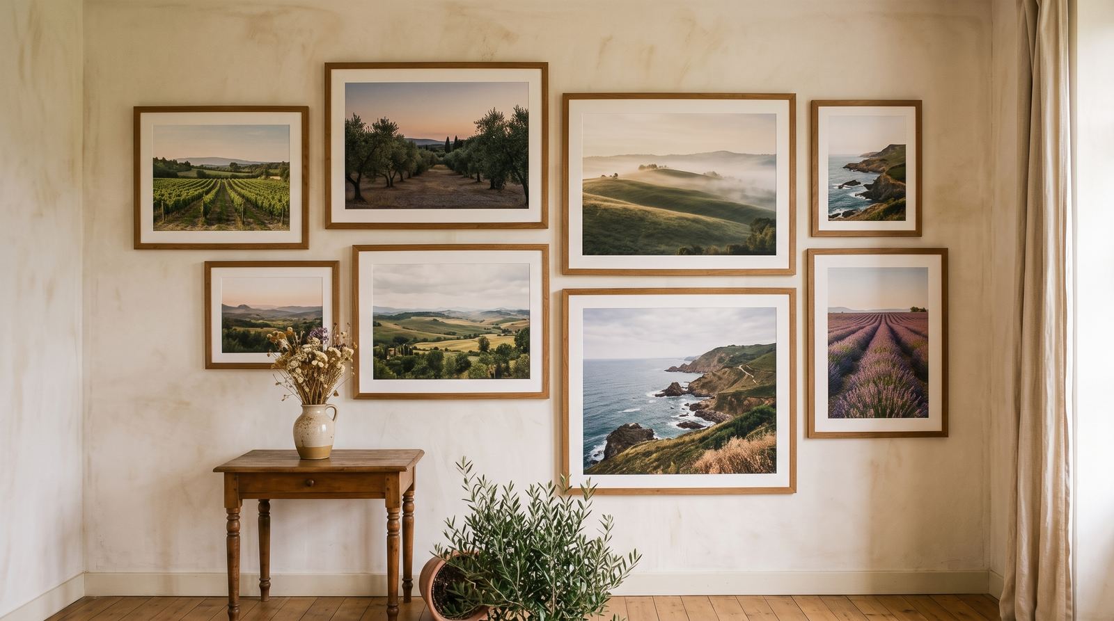 Photographe indépendant — mur de tirages, série cohérente, sans visage (exemple MOTIONEST)