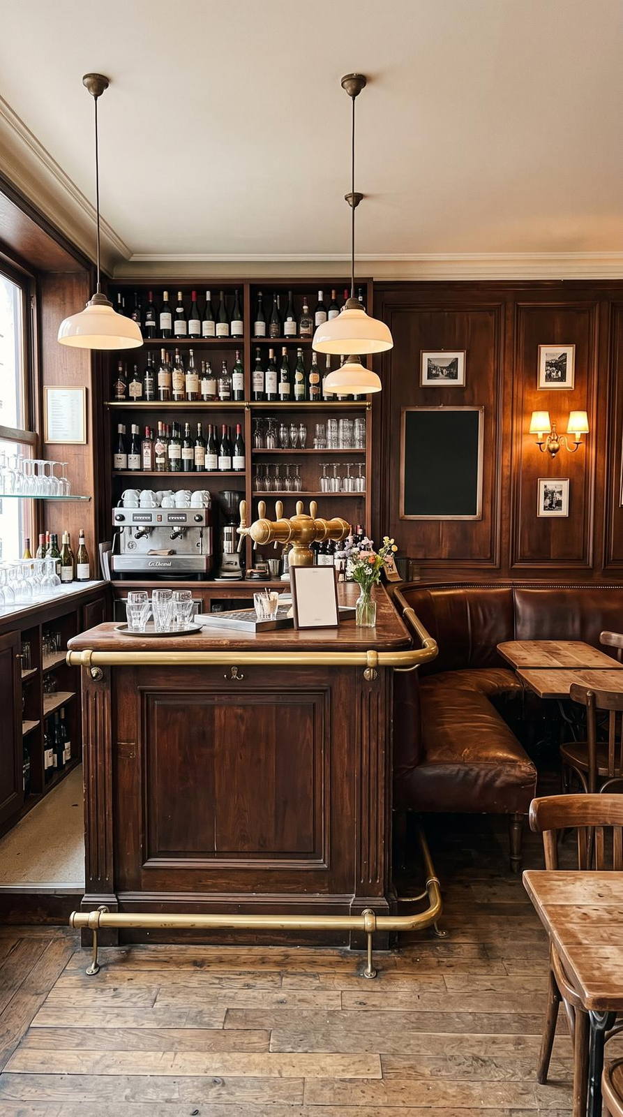 Pub classieux — variante Bois et laiton, cadrage vertical 9:16 (exemple MOTIONEST)