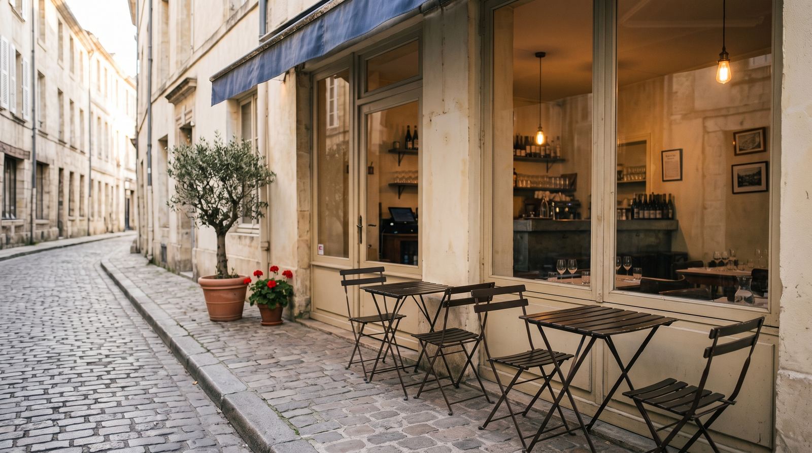 Restaurant — terrasse, mobilier extérieur du lieu (exemple MOTIONEST)