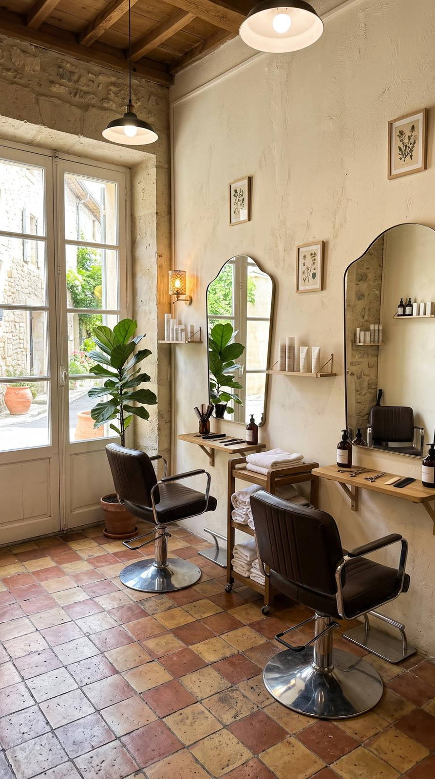 Salon de coiffure — variante Salon de quartier, cadrage vertical 9:16 (exemple MOTIONEST)